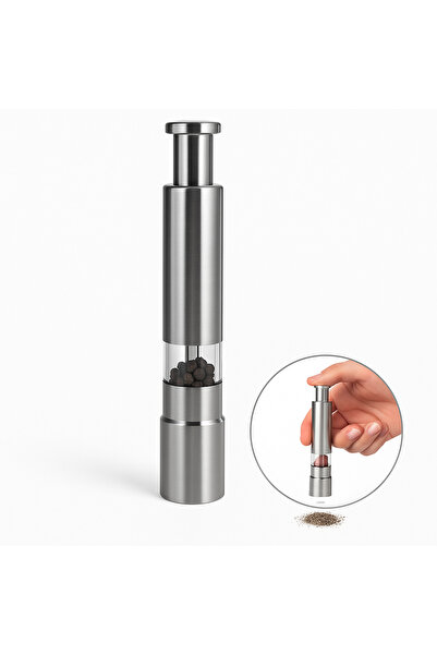 Tohana Paslanmaz Çelik Basmalı Karabiber Öğütücü | Tek Elle Kullanım – Şeffaf...