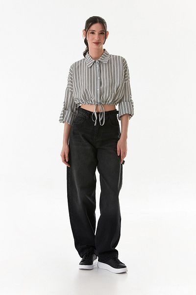 Fulla Moda Baggy Jeans with High Waist Buckle