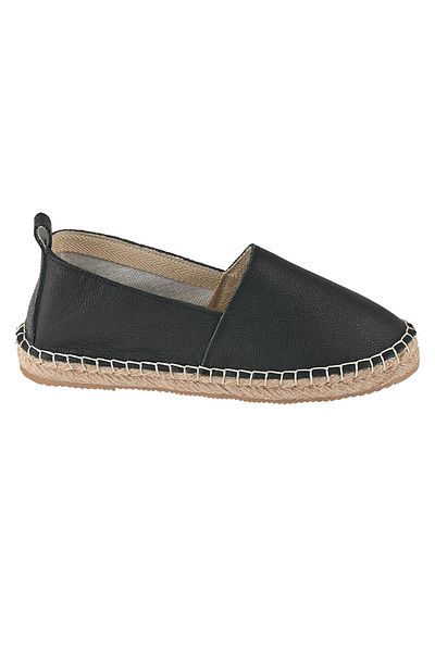 Moosefield Genuine Leather Black Patterned Women's Handmade Espadrille