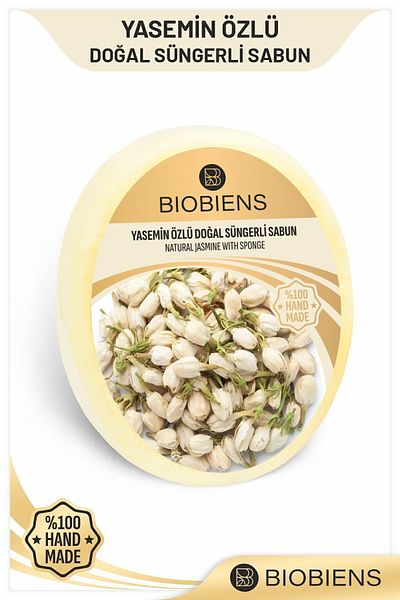 Biobiens الاستحمام بخلاصة الياسمين وصابون إسفنجي طبيعي خاص للبشرة