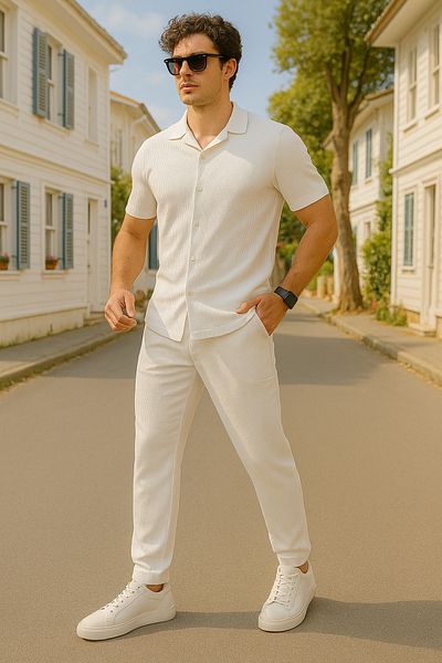 Pobudo Baggy Cut White Shirt Set