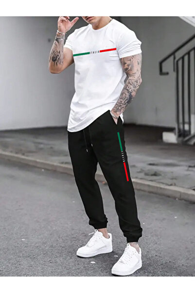 MEİLİFENG Costum de trening oversize cu imprimeu Italia pentru bărbați - pant...