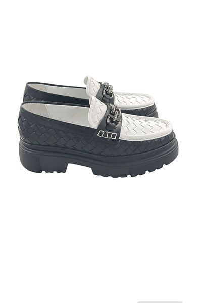 MİLONEK 202413081973   - Men's Black and White Casual Loafer with Buckle