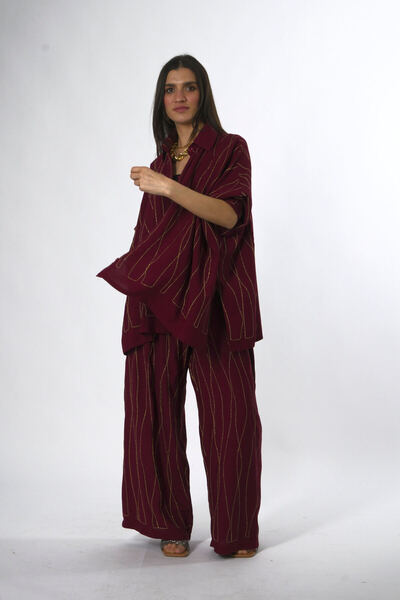 ABBRA Women's Cotton Oversize Shirt Set with Side Slits