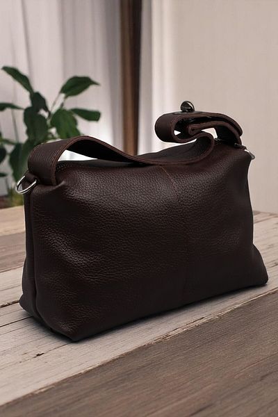 HFKY Brown Women's Hand and Crossbody Bag. Brown Genuine Leather Messenger Bag. Ry401