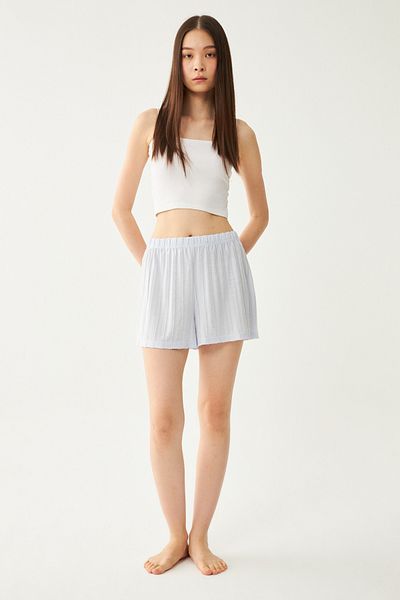 nulu Pantaloni scurți de pijama atemporali, albaștri, cu textura moale