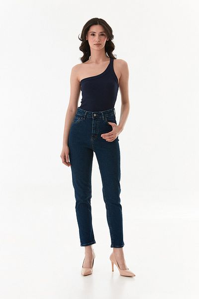 Fulla Moda Jean Mom Lycra cu talie înaltă
