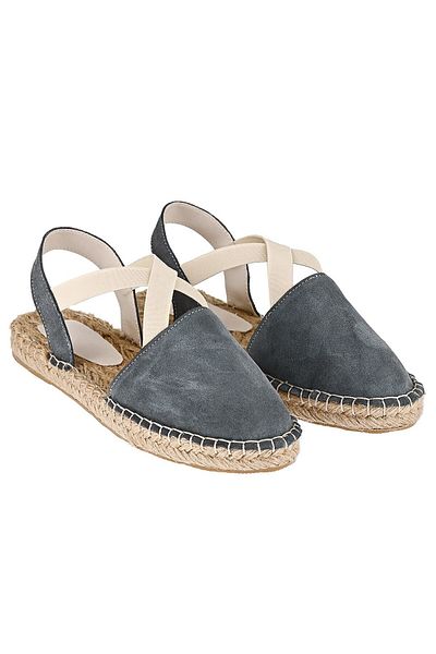 NOOSY Women's Gray Genuine Leather Handmade Espadrille