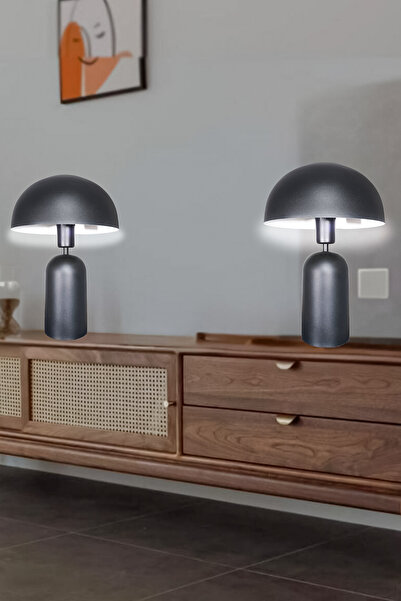 Fer Avize Milano Mushroom Metal Hat Lampshade Modern Design Wired Table Lamp Night Light