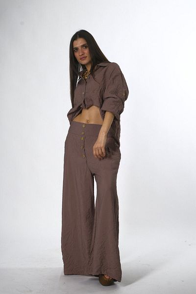 ABBRA Women's Button Detailed Wrinkle Suit