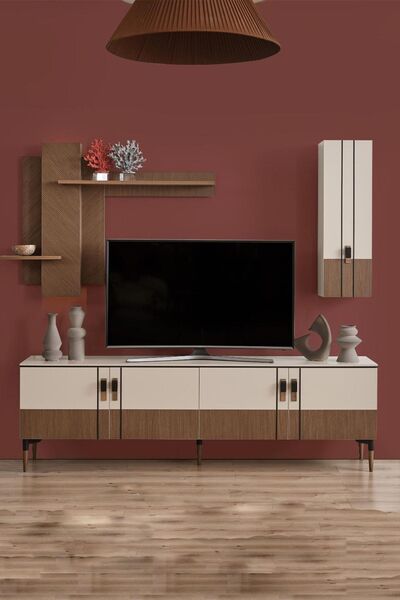 BuğdaycıGrup Viva 204 Tv Duvar Ünitesi Premium Tasarım Televizyon Ünitesi 200 cm 4 Kapaklı