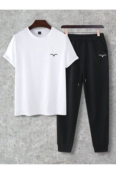 MEİLİFENG Men's Black Line Hardcore Paris Printed Oversize Tracksuit Set