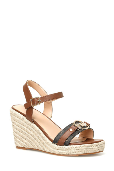 Nine West Oprena 4Fx Brown Women's Wedge Heel Sandals