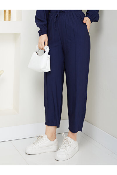 MODAMERSİ Жіночий темно-синій світшот з капюшоном і ґудзиками спереду, штани, комплект одягу для мусульманок