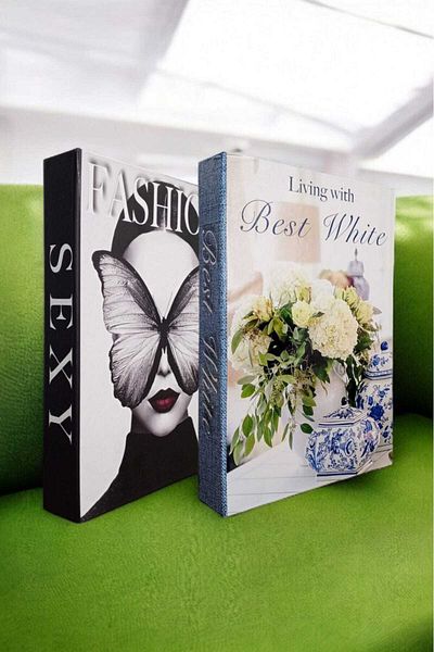 BayCazip Decorative Book Look Box Set of 2 Decorative Book Looking Box