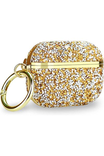 Generic Gold Glitter Case for AirPods 3 case with Rhinestones and Keychain GOLD