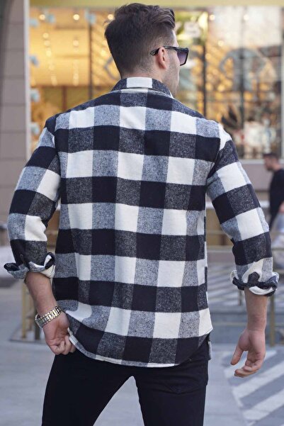 Madmext Kockás fehér ing 4664