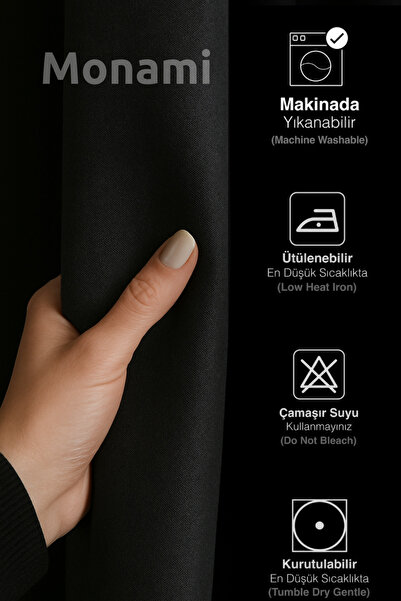 Monami Luxury Anthracite Elegance Light Proof Blackout Curtain