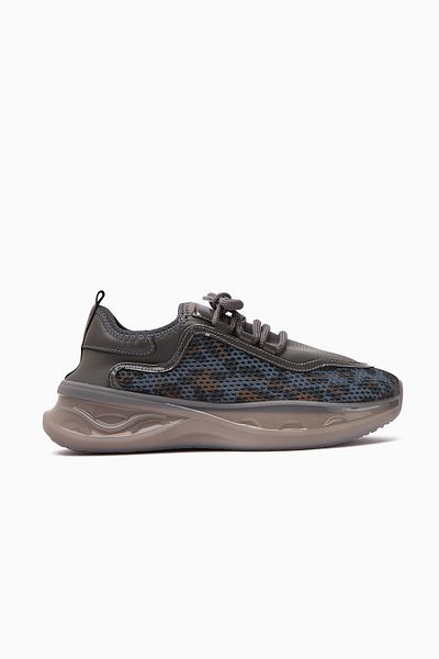 Limoya Pantofi sport de damă Erona Gri cu model leopard din piele lăcuită