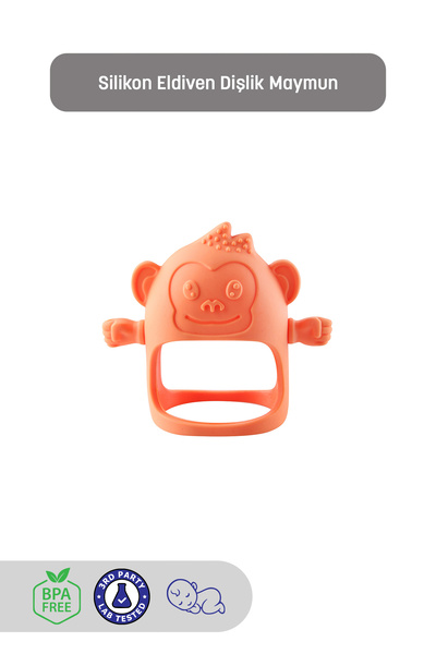 Kiki Silikon Bebek Diş Kaşıyıcı - Diş Kaşıma Eldiveni - Silikon Eldiven Dişlik Maymun