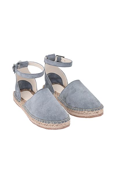 Moosefield Genuine Leather Women's Ankle Strap Gray Espadrille