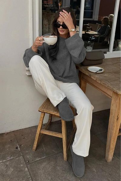 K-ODEA BUTİK Pulover de tricotaj oversize SMOKED pentru damă - Gât crew cu textura moale