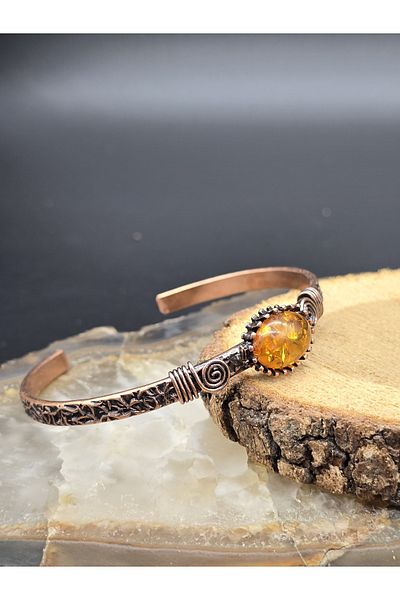 NBS Beautiful Naturel Stones Real Copper Bracelet Adjustable Evil Eye Protection (Trend, Combination, Daily)
