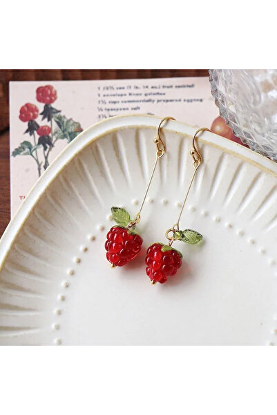 Choice AEH60775 Korean Red Raspberry Long Drop Hook Earrings For Women Sweet ...
