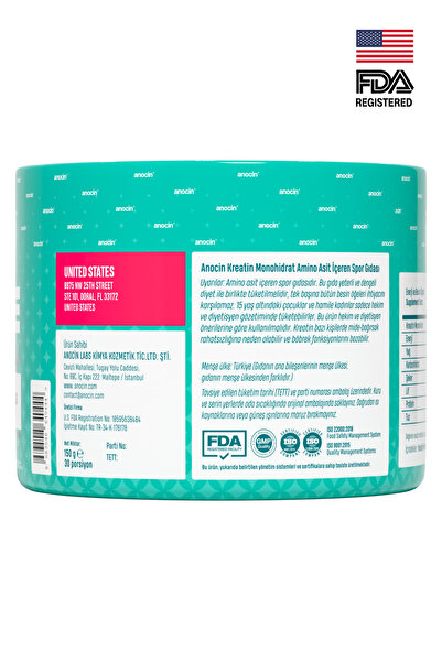 anocin CREATİNE - 150g - Kreatin - Creatine Monohydrate AROMASIZ TATSIZ - AMERICAN FITNESS SERIES