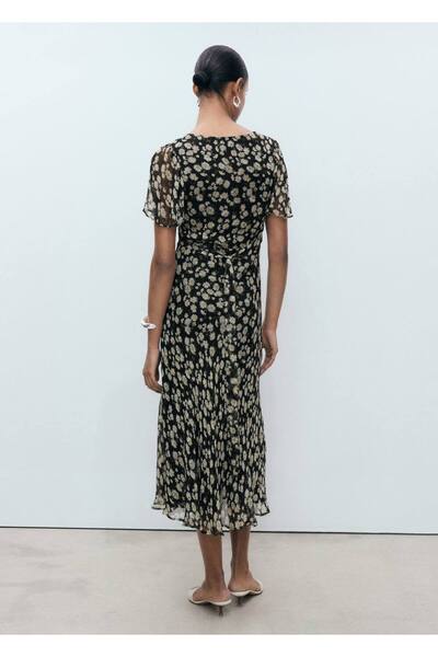 MANGO Woman Çiçek desenli düz kesim midi elbise