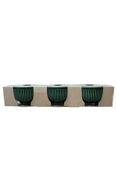 RED SERAMİK Red Ceramic Viva Collection 3 Piece Pedestal Snack Bowl Green