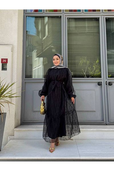 comstar Rochie de damă cu guler de cămașă cu model guipur