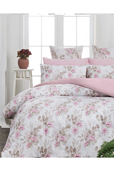 Sheri Home Tekstil Rose Çift Kişilik Cift Taraflı Nevresim Takımı(ÇARŞAFLI)YE...