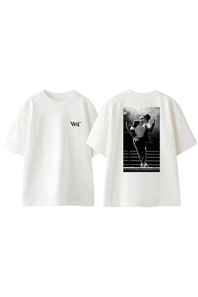THEWERT Μπλουζάκι Michael Jackson 1 Design Back Printed Βαμβακερό λευκό oversize μπλουζάκι