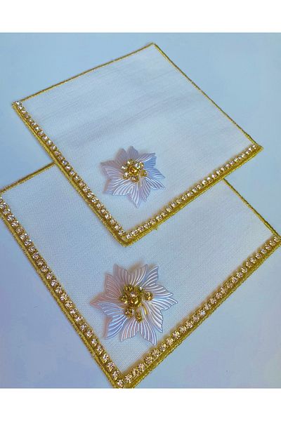 ELÇİÇEK HOME Presentation Napkin, Cocktail Napkin, Coffee Side Presentation Napkin Set of 2