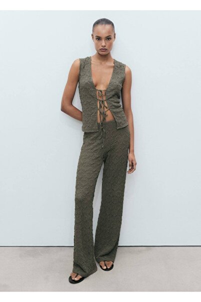 MANGO Woman Bağ detaylı dokulu bluz