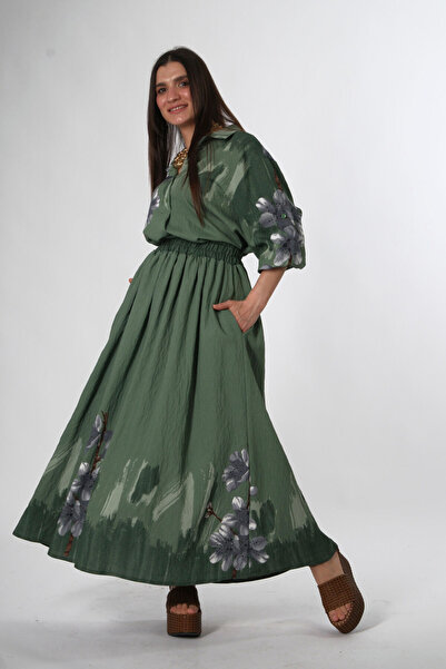 ABBRA Women's Front and Back Button Detailed Shirt Skirt Set