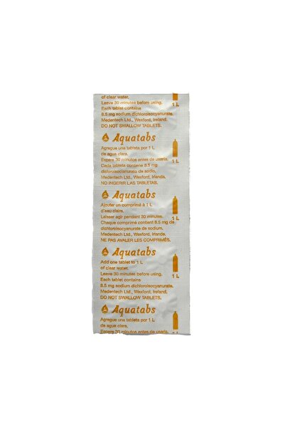 Medentech Aquatabs Doğada Hayatta Kalma 8,5mg. Su Arıtma Tableti 100'lü