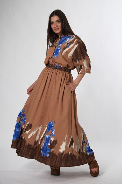 ABBRA Women's Front and Back Button Detailed Shirt Skirt Set