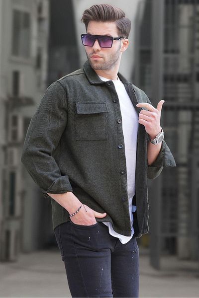 Madmext Ανδρικό πουκάμισο Khaki Lumberjack 6726