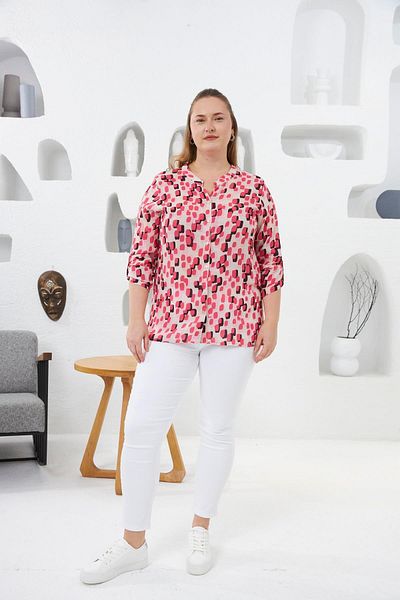RMG Large Size Silk Viscose Soft Thin Shirt Pink