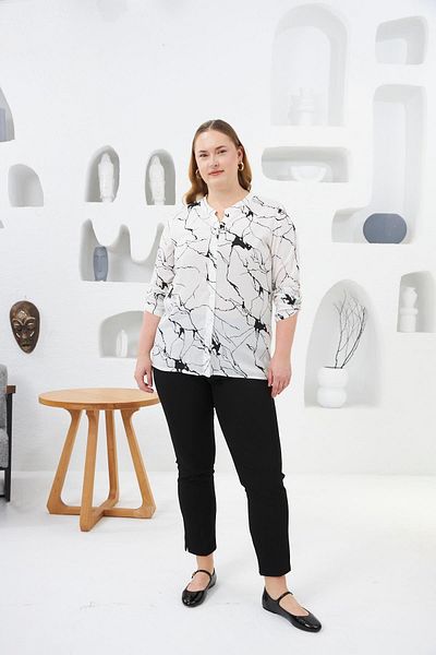 RMG Large Size Silk Viscose Soft Thin Shirt Ecru