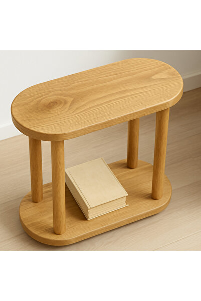 Trihome Masif Ahşap C Yan Sehpa – Koltuk Yanı Kullanımına Uygun | TriHOME