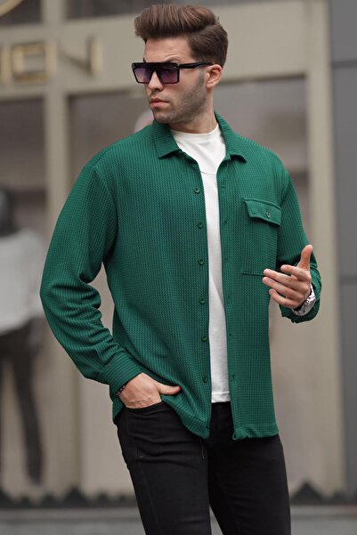 Madmext Yeşil Düz Oduncu Erkek Gömlek 6721