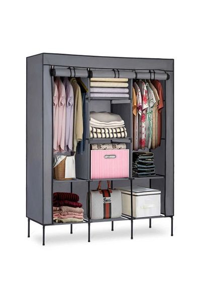NUKIDO Fabric wardrobe, Massido, 8 shelves, 175 x 130 x 45, Graphite