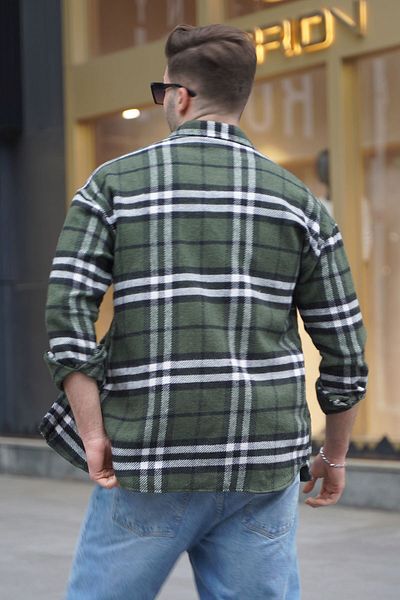 Madmext Khaki Regular Fit Lumberjack Shirt 5553