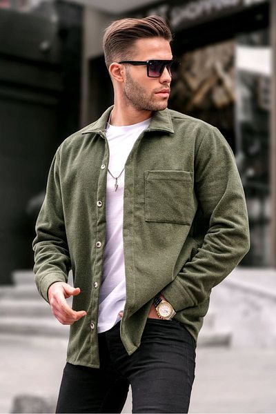 Madmext Khaki Regular Fit Lumberjack Shirt 5580