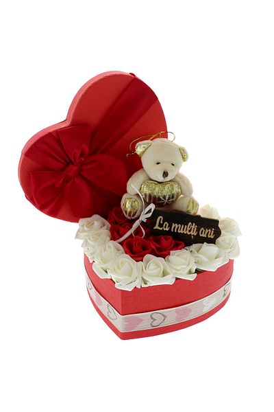 GiftExpress Rose arrangement with teddy bear 20 cm