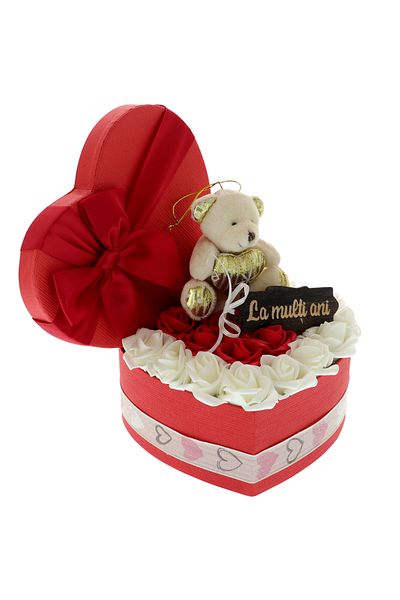 GiftExpress Rose arrangement with teddy bear 20 cm