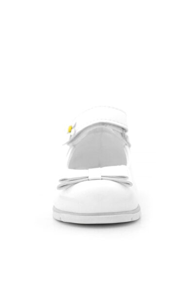 Rakerplus White Patent Leather Bow Daisy Detailed Baby Girl Ballerina Shoes